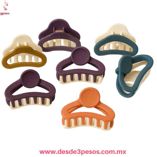Paquete con 12 pinzas Tipo Triangular tonos Dúo Matte 7 x 4 cm.
