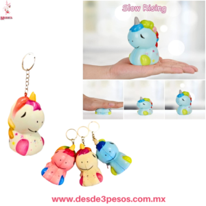 Mini llavero Squishy Unicornio 6 x 6 cm. Bolsa con 24 pza. precio por 1 pza.