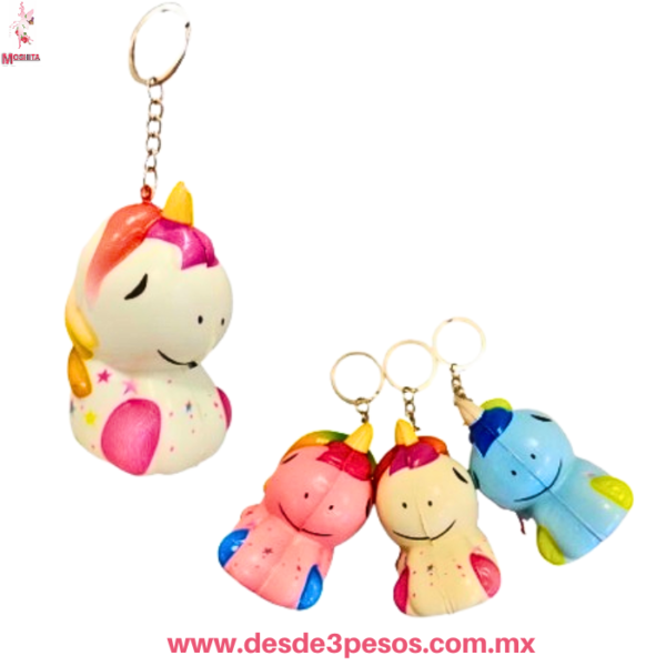 Mini llavero Squishy Unicornio 6 x 6 cm. Bolsa con 24 pza. precio por 1 pza. - Imagen 2