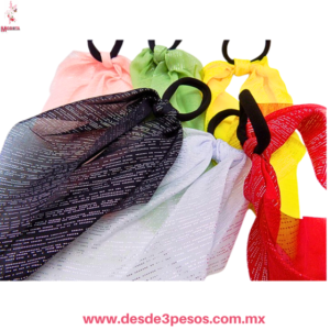 Liga Mascada para peinado tela con destellos plateados en colores 28 cm. De largo