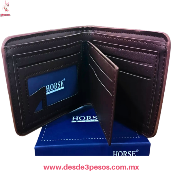 Cartera para Caballero Piel Vegana Con Caja 2 divisiones 1 con cierre y 6 divisiones para tarjeta 9 x 11 cm. - Imagen 2