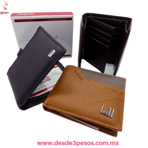 Cartera para Caballero Piel Vegana Con Caja 2 divisiones 1 cierre y 8 divisiones para tarjeta 11 x 8 cm.