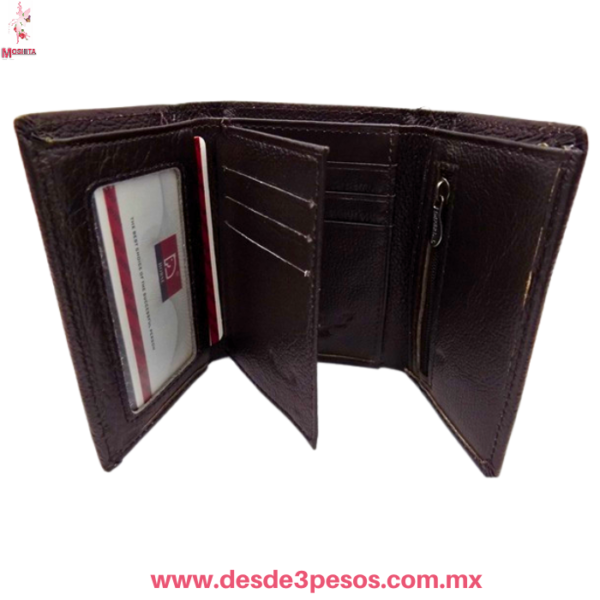 Cartera para Caballero Piel Vegana Con Caja 2 divisiones 1 cierre y 8 divisiones para tarjeta 11 x 8 cm. - Imagen 2