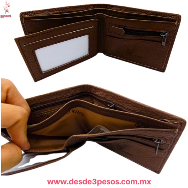 Cartera para Caballero Tipo POLO Piel Vegana con caja 2 divisiones 1 con cierre 6 divisiones para tarjeta 9 x 11 cm. - Imagen 2
