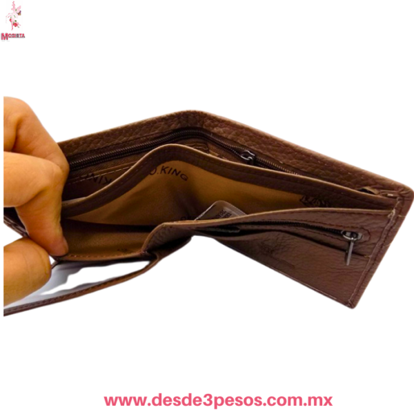 Cartera para Caballero Tipo POLO Piel Vegana con caja 2 divisiones 1 con cierre 6 divisiones para tarjeta 9 x 11 cm. - Imagen 3