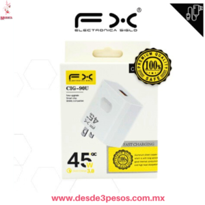 Cargador Rápido  De Pared  USB 45Watts  QC 3.0 - Universal CIG-90U Marca FX