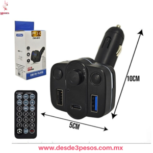 Transmisor FM Bluetooth Para auto,   - Reproductor MP3 y Cargador USB EMI-M45 Marca FX
