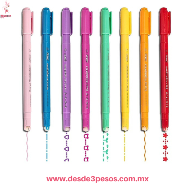 Estuche de Marcadores de RODILLO con 10 pzas.  15 cms Largo,Diferentes estampados como en foto - Imagen 2