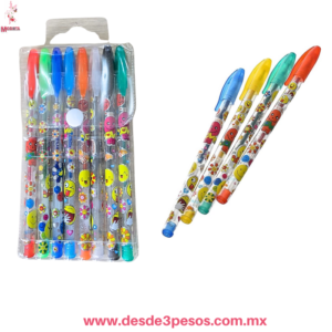 Set de 8 Plumas de Gel Brillantes "Blink Pen"  15 cms Largo , con Diseño Kawaii