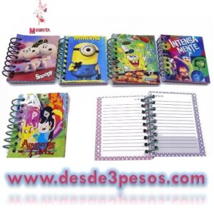 Libreta MICRO Decorada de Raya con dibujos animados 10.5 x 8 cm