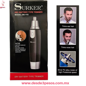 Recortadora Bellos de Nariz y Orejas, potente Motor, Funciona con Bateria AA no incluida, Surker SK-115