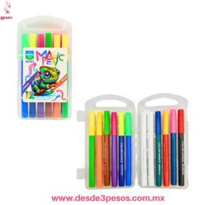 Plumones Mágicos, Cambian Color (Set 12 Piezas en Estuche) S12-7016BS