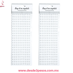 Planilla de Perlas Adhesivas Blancas (220 pzas, Aprox. 6mm) ZT-3