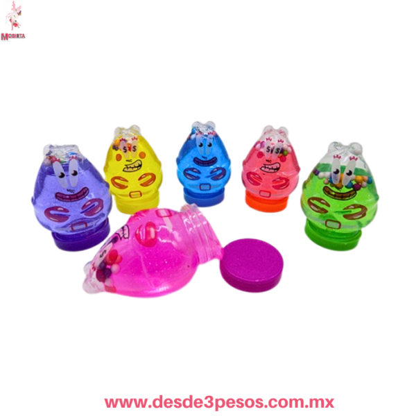 Caja con 24 piezas de slime en figura de Cangrejo con Glitter y bolitas de unicel 6 Cm Aprox. H-1784 - Imagen 3