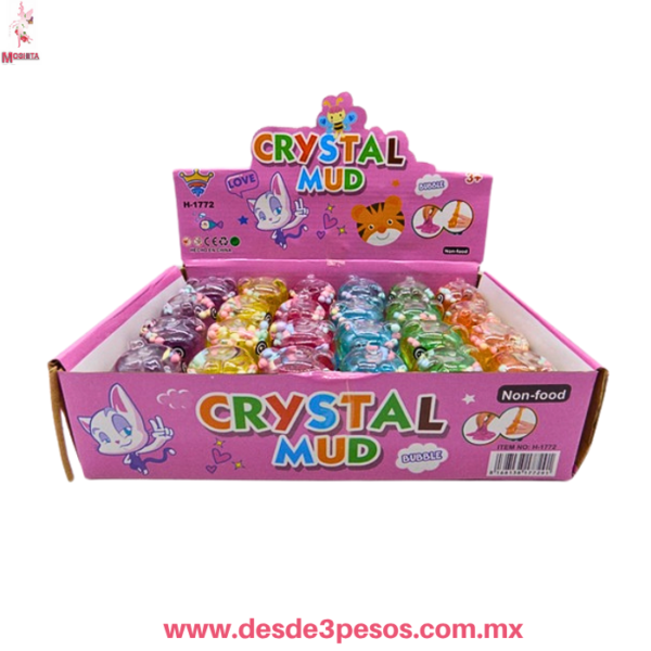 Caja con 24 piezas de slime en figura de Oso panda con Glitter y bolitas de unicel 6 Cm Aprox. H-1772 - Imagen 3