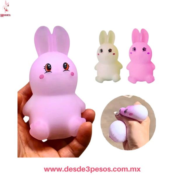 Conejo Squishy Antiestrés Kawaii Apretable  Aprox. 12 Cm TT-2978 - Imagen 3