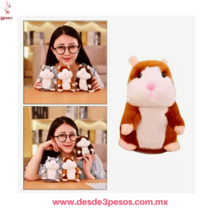 Peluche Hámster Parlanchín Interactivo Repite Voz, Aprox. 17 cm HFY-10149