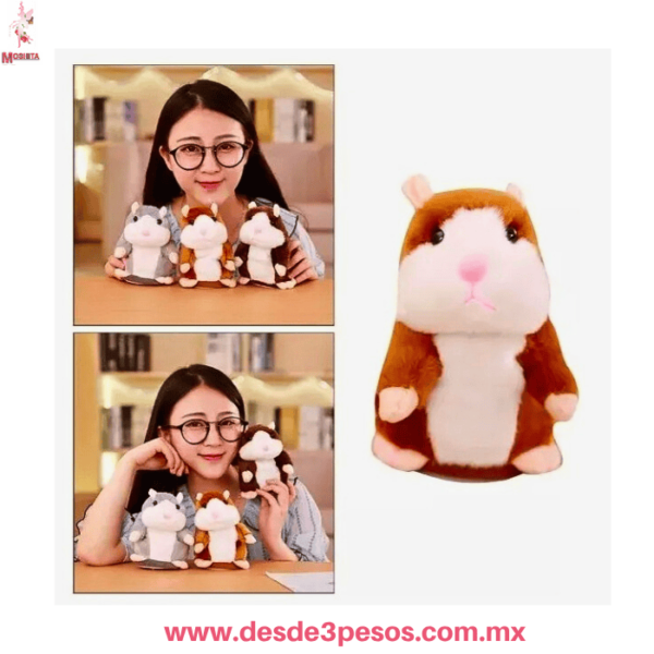 Peluche Hámster Parlanchín Interactivo Repite Voz, Aprox. 17 cm HFY-10149