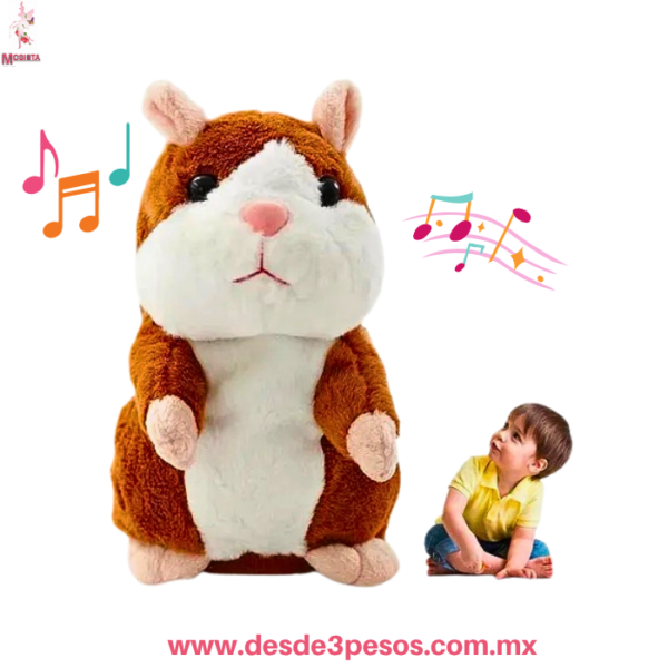 Peluche Hámster Parlanchín Interactivo Repite Voz, Aprox. 17 cm HFY-10149 - Imagen 2
