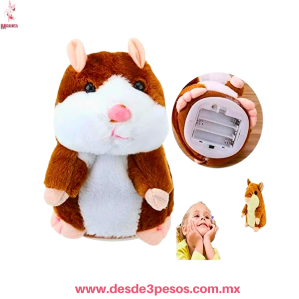 Peluche Hámster Parlanchín Interactivo Repite Voz, Aprox. 17 cm HFY-10149 - Imagen 3