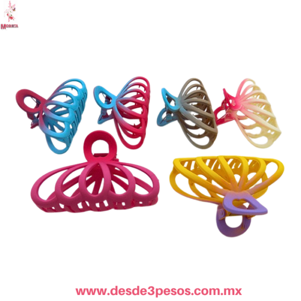 Paquete Con 12 Pinzas de Pelo Grande Tipo Garra, Diseño Moderno Mate,  Aprox. 11 cm QHP-A553 - Imagen 2
