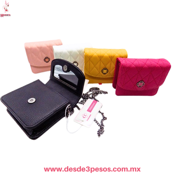 Mini Bolso Acolchado XINGMAI con Espejo Interior y Cadena, Varios Colores, Aprox. 11.5 X 4.5 X 10 Cm A-027 - Imagen 3