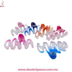 Paquete Con 12 Pinzas grandes para cabello ondulado, efecto degradado translúcido, Aprox. 10 cm QHP-A503