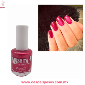 Esmalte de Uñas Moshita Rojo Rubí Con Glitter, 15ml