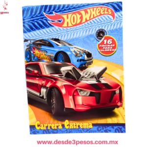 Libro Para Colorear Hot Wheels 16 Paginas para Colorear 26.5 x 20 cm.
