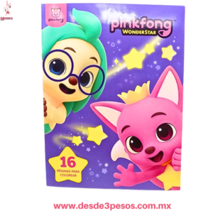 Libro Para Colorear Pinkfong  16 Paginas para Colorear 26.5 x 20 cm.