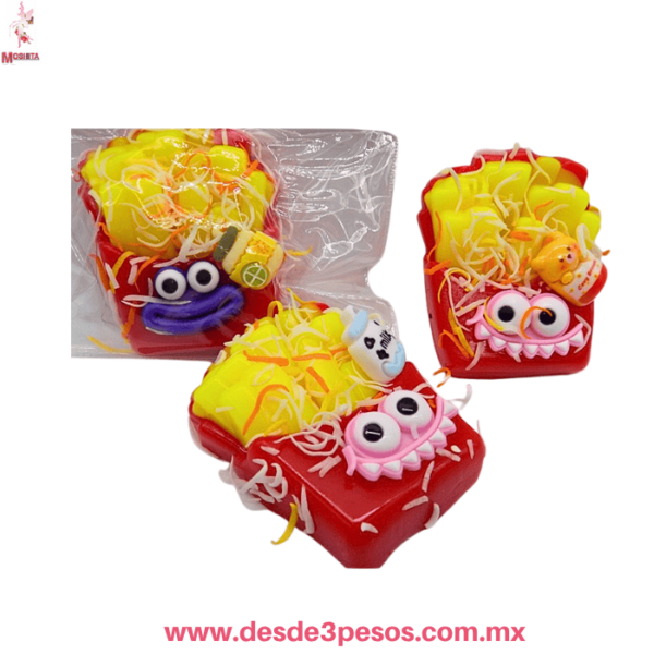 Squishy Patatas Fritas Juguete Antiestrés, Con Carita Aprox. 8 X 6 Cm TT-2897 - Imagen 3