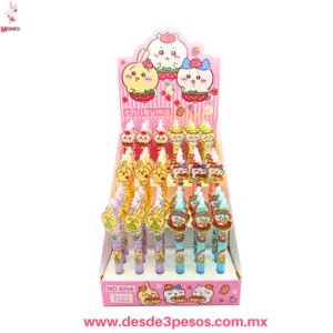 Portaminas Kawaii Retractil Chiikyma 0.5mm tinta negra con borrador  y Topper de Personajes 15 cm. Alto presentacion de 54 pza. precio por 1 pza.  SM25ESP006