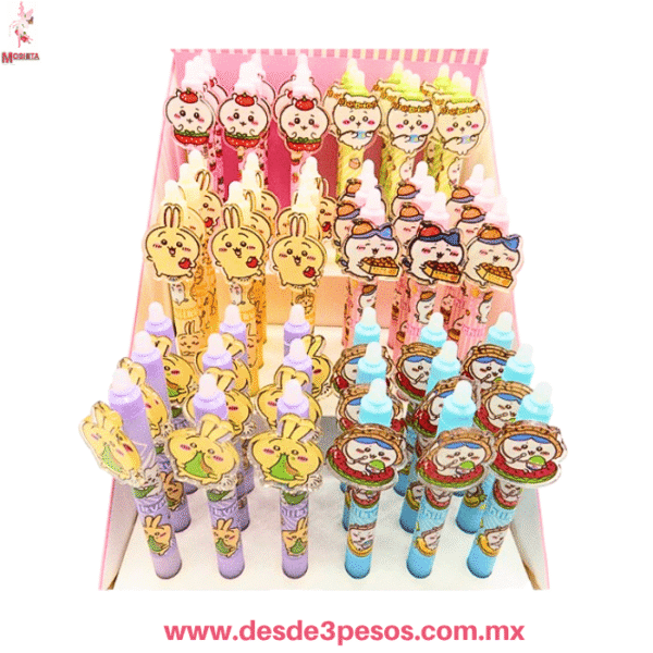 Portaminas Kawaii Retractil Chiikyma 0.5mm tinta negra con borrador  y Topper de Personajes 15 cm. Alto presentacion de 54 pza. precio por 1 pza.  SM25ESP006 - Imagen 2