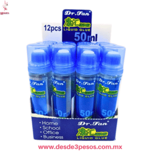Pegamento Líquido Dr. Fan 50ml con Aplicador | Adhesivo Escolar y de Oficina presentacion de 12 pza. precio por 1 pza. SM24PEL905