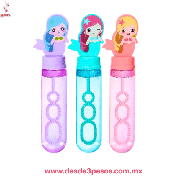 Set de 3 Burbujeros Mágicos de Sirena - Juguete Infantil (14cm, Genérico) PN-0036 - Imagen 2