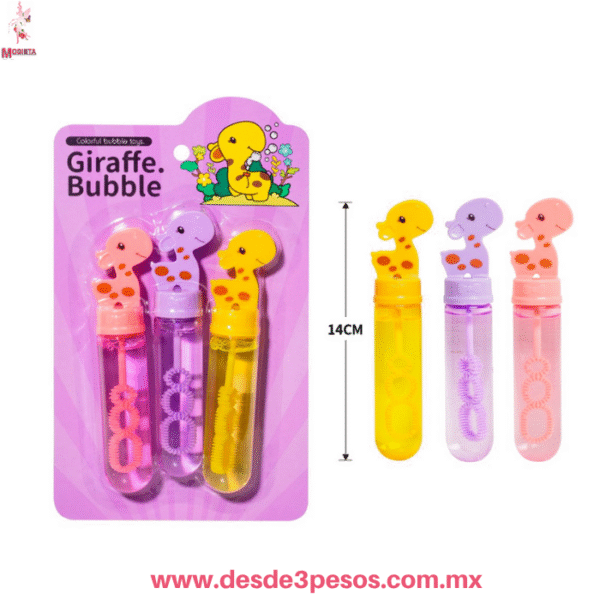 Burbujeros de Jirafa (Set de 3) - 14cm, Marca Giraffe Bubble PN-0035