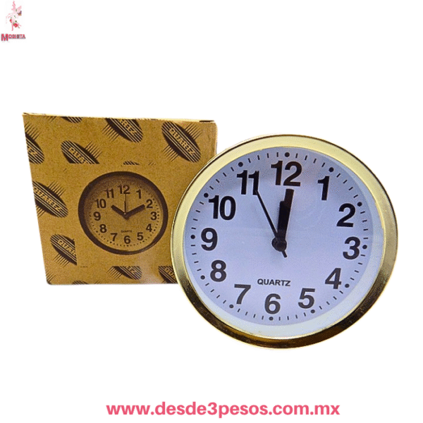 Reloj de Inserto Quartz 12 cm. diametro, Diseño Clásico con Borde Dorado REF:901297 - Imagen 2