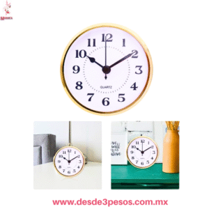 Reloj de Inserto Quartz 12 cm. diametro, Diseño Clásico con Borde Dorado REF:901297