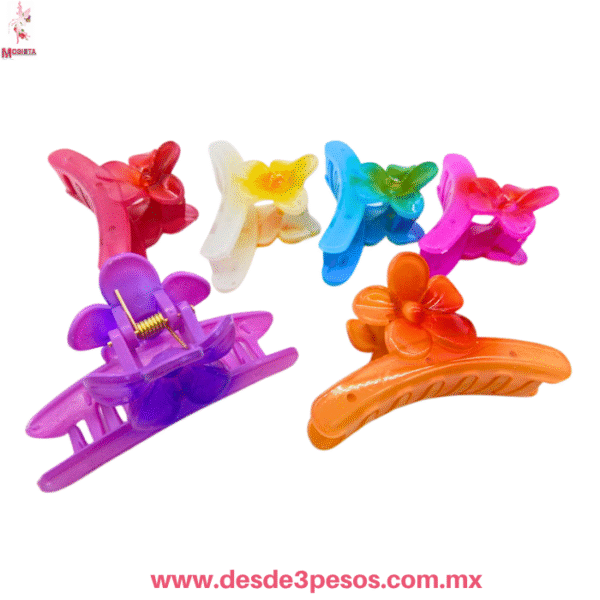 Paquete 12  Pinzas para Cabello de Flor 9 X 5cm, Colores Surtidos  F15-12 - Imagen 2