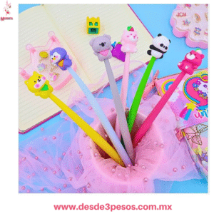 Set 12 Plumas de Gel Kawaii con Figuras de Animalitos 3D - 16.5cm. YONG-7-3