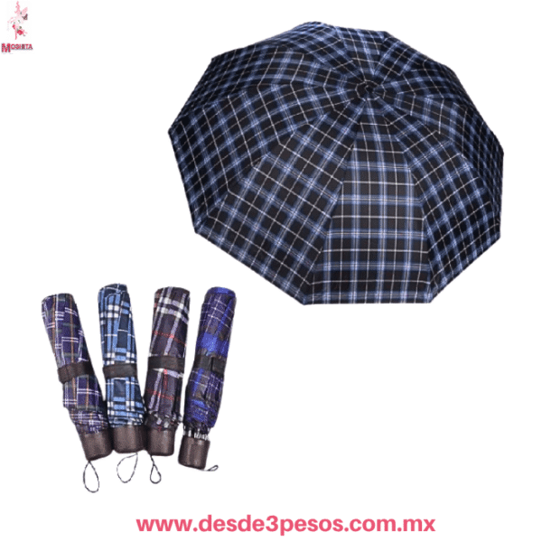 Sombrilla Plegable Tela Escocesa  Compacto y Automático 1 metro con 35 cm ME2T-ST - Imagen 2