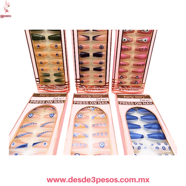 Kit de Uñas Postizas Press modelos de Ojo Turco  (24 Piezas) - Estilo Coffin MC24-N31