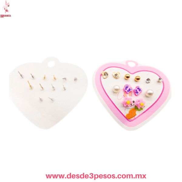 Planilla con 6 Pares de  Aretes Infantiles Varios Diseños Kawaii MC24-C33 - Imagen 3