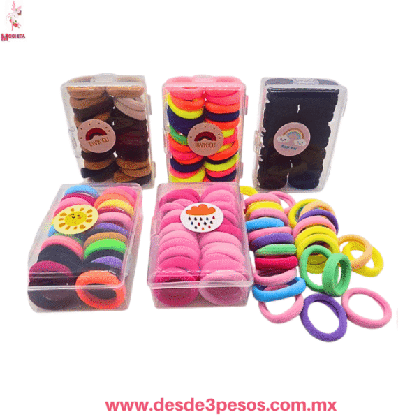 Set de 27Mini Ligas para Cabello Niña  con Estuche Organizador 8 X 2.5Ccm MC23-1290 - Imagen 3