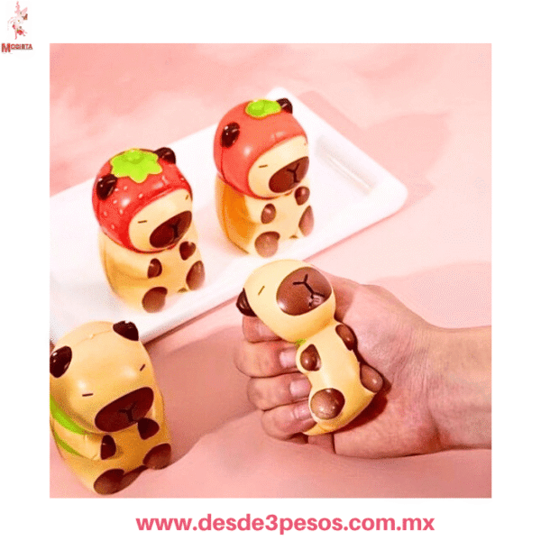 Squishy pelota con carita de capibara  Anti-estrés Kawaii (Aprox. 6x5 cm) caja con 12 pza. precio por 1 pza. TT-2982