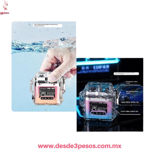 Encendedor de Plasma Doble Arco  Recargable USB, Carcasa Impermeable y Transparente | [6 X 4.5 cm]DT-808-592 - Imagen 2