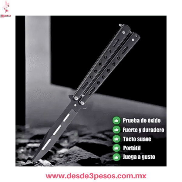 Navaja Mariposa de Práctica Balisong Trainer 16 X 2.5cm Metálica JF328 - Imagen 2