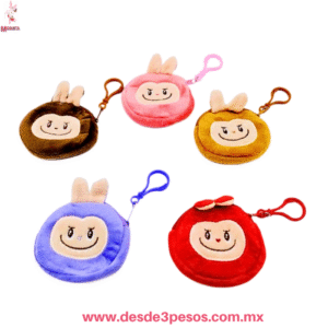 Monedero Llavero de Peluche con Carita Kawaii  5 Colores 11cm. 25B-79