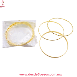 Juego de Pulseras Doradas tipo Bangle - Varios Estilos - [Diámetro en 7cm-  25B-6