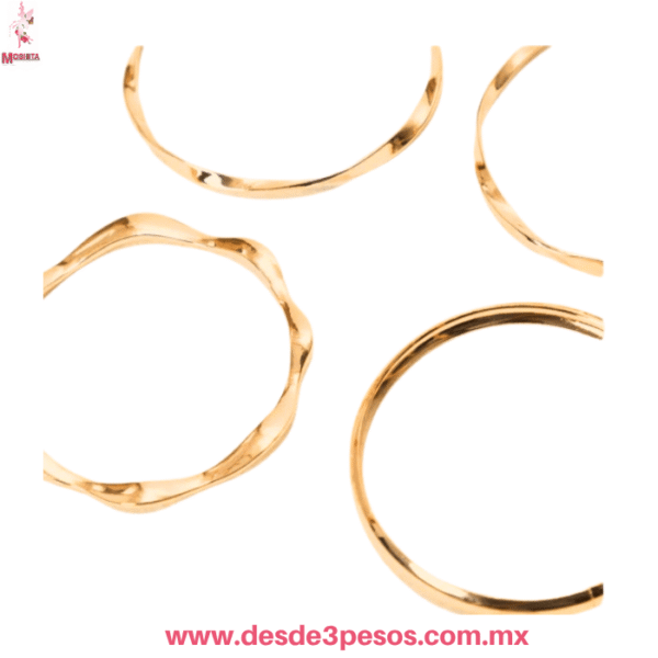 Juego de Pulseras Doradas tipo Bangle - Varios Estilos - [Diámetro en 7cm-  25B-6 - Imagen 2